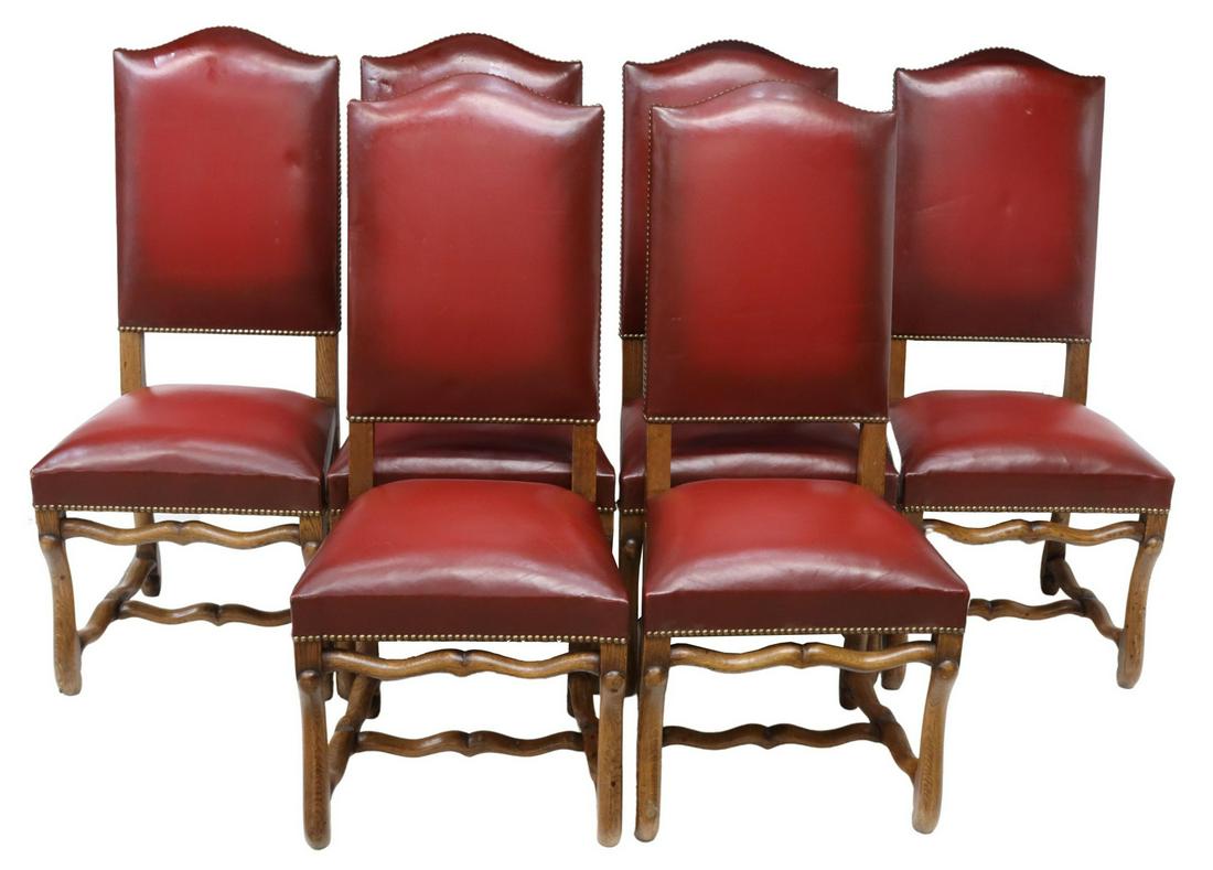 (6) FRENCH LOUIS XIV STYLE UPHOLSTERED OAK CHAIRS (1 of 3)