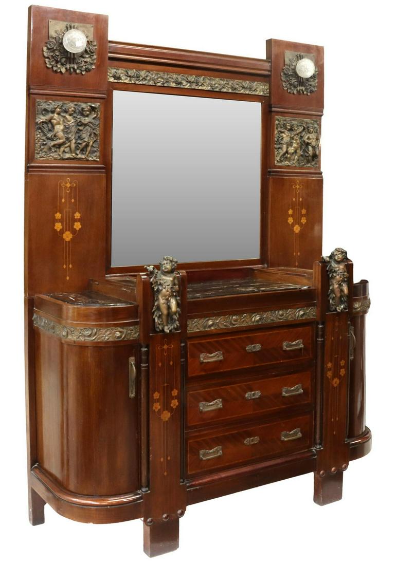 ART NOUVEAU BRONZE-MOUNTED DRESSING COMMODE (1 of 8)