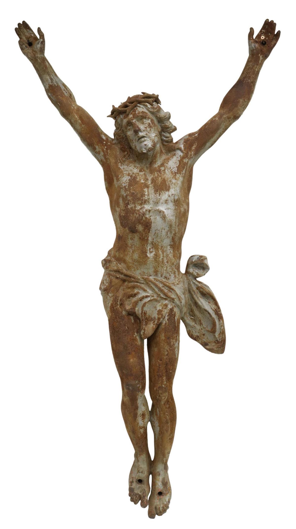 LARGE CAST IRON CORPUS CHRISTI CRUCIFIX FIGURE (1 of 2)