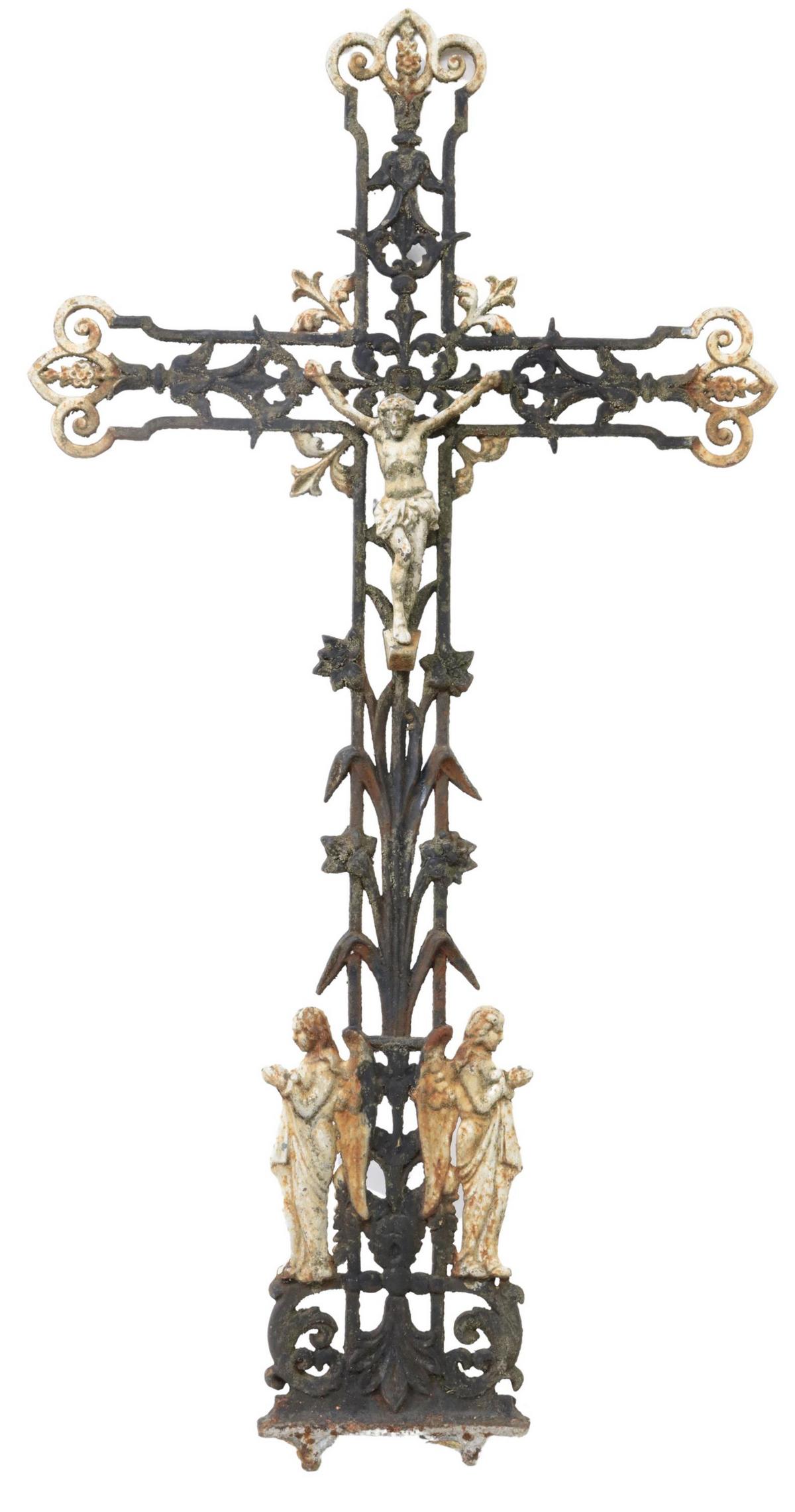 FRENCH CAST IRON CRUCIFIX CROSS, 19TH C. (1 of 2)