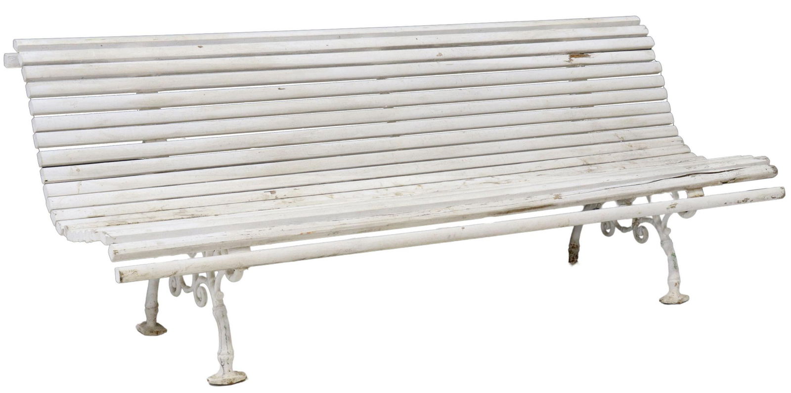 FRENCH SLATTED WOOD & CAST IRON GARDEN BENCH (1 of 3)