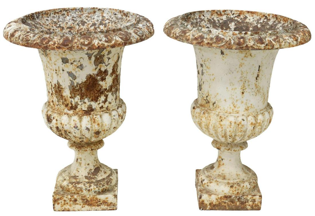 (2) FRENCH PAINTED CAST IRON GARDEN URNS (1 of 3)