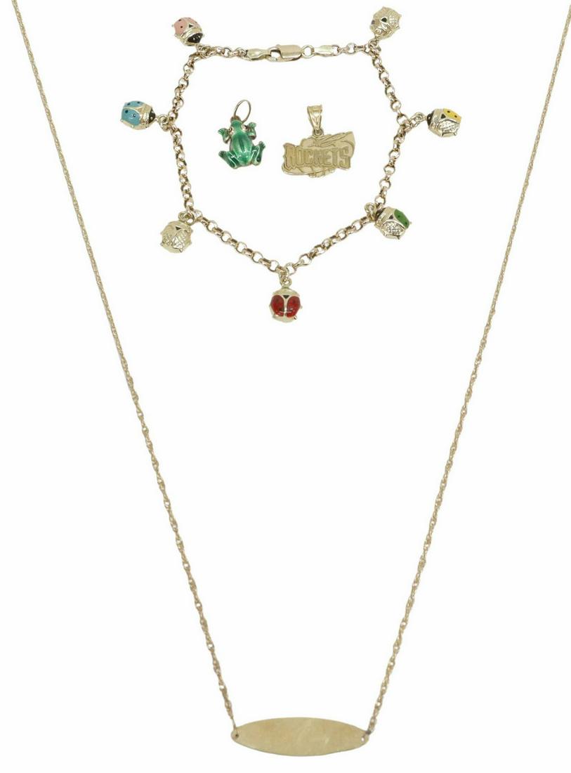 (4) ESTATE 14KT GOLD NECKLACE, BRACELET & CHARMS (1 of 9)