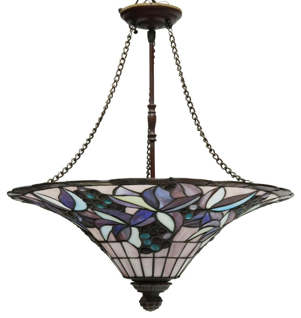 TIFFANY STYLE STAINED & LEADED GLASS CEILING LIGHT (1 of 3)