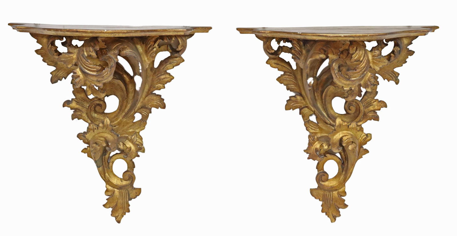 (2) LOUIS XV STYLE GILT WALL BRACKETS (1 of 1)