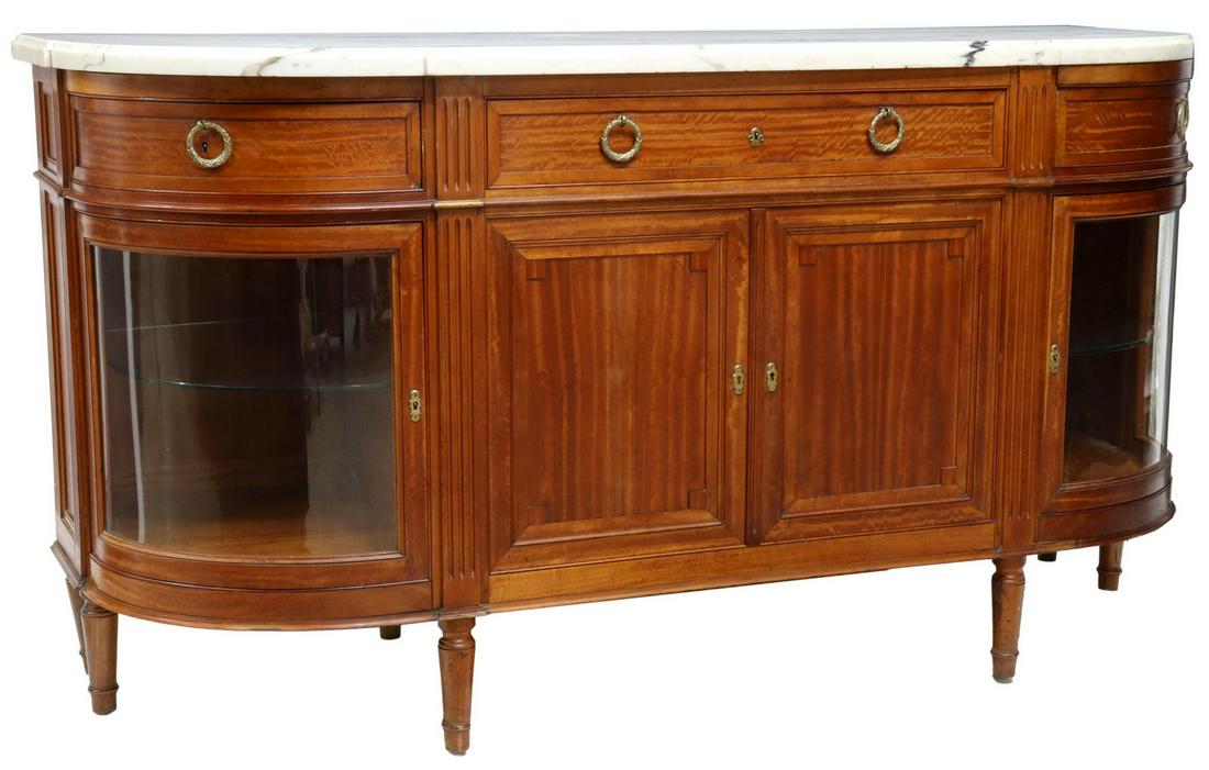 LOUIS XVI STYLE MARBLE-TOP MAHOGANY SIDEBOARD (1 of 6)