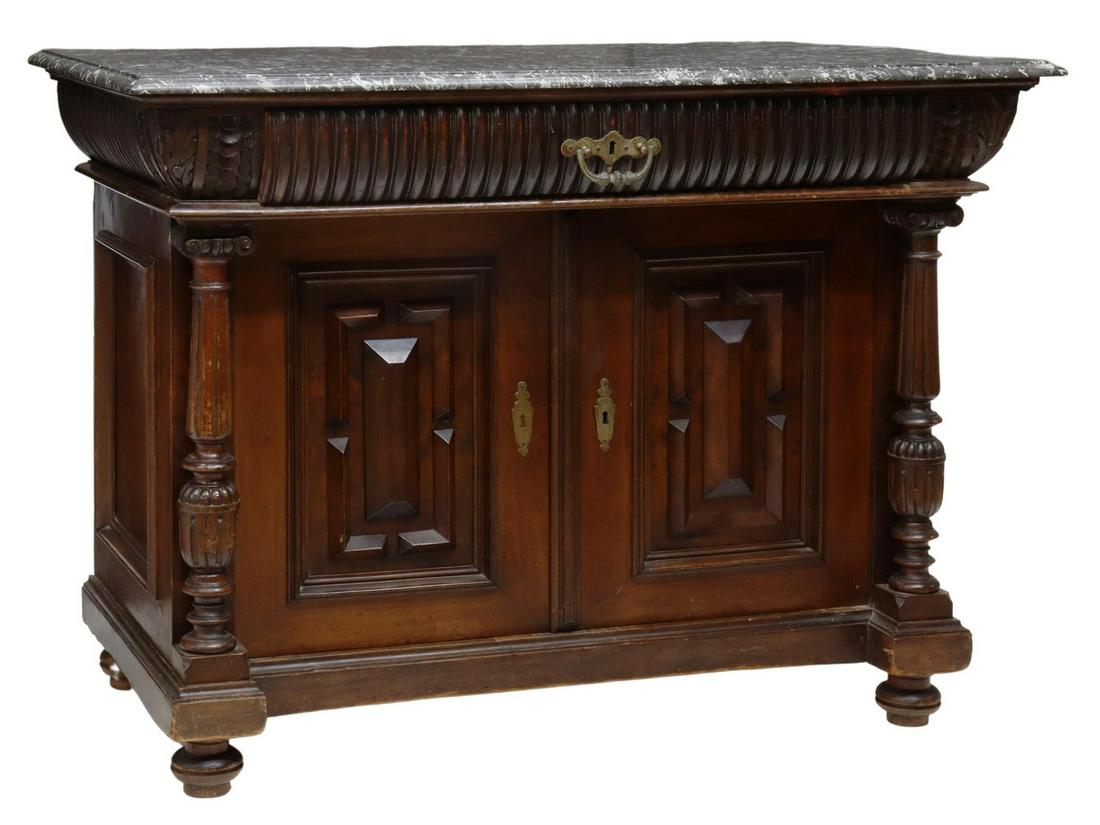 FRENCH RENAISSANCE REVIVAL MARBLE-TOP SIDEBOARD (1 of 6)