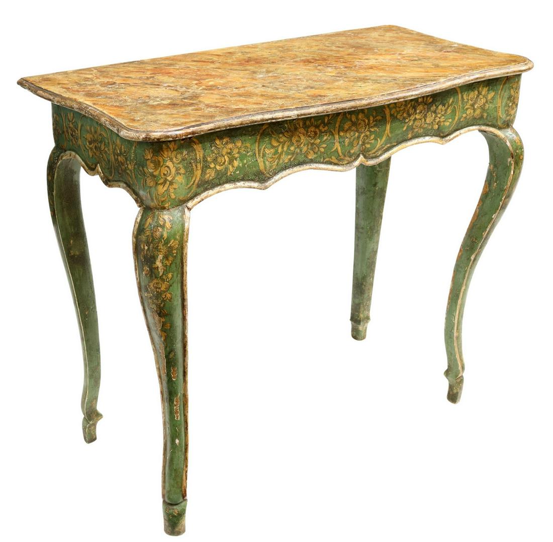 ITALIAN PAINT-DECORATED FAUX MARBLE CONSOLE TABLE (1 of 4)