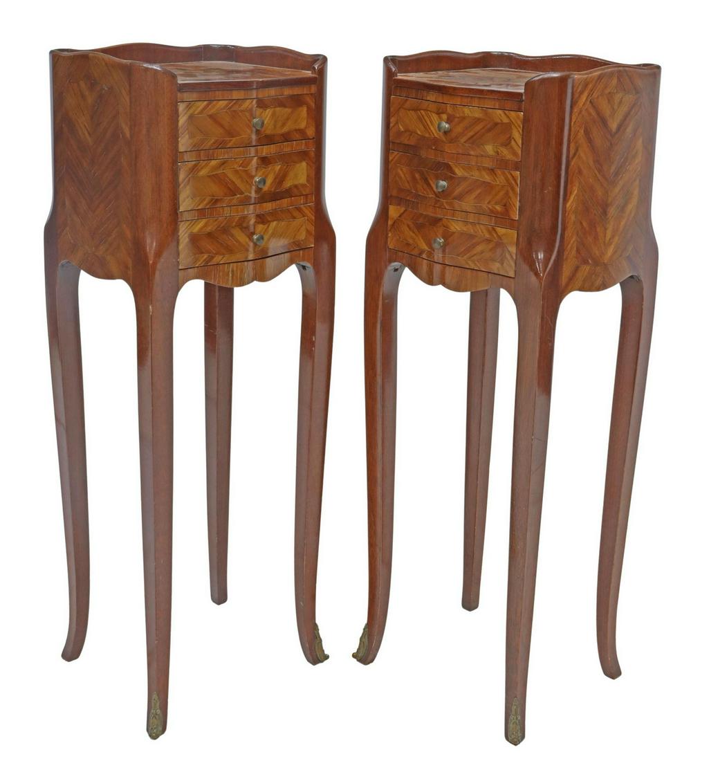 (2) FRENCH LOUIS XV STYLE MARQUETRY NIGHTSTANDS (1 of 5)