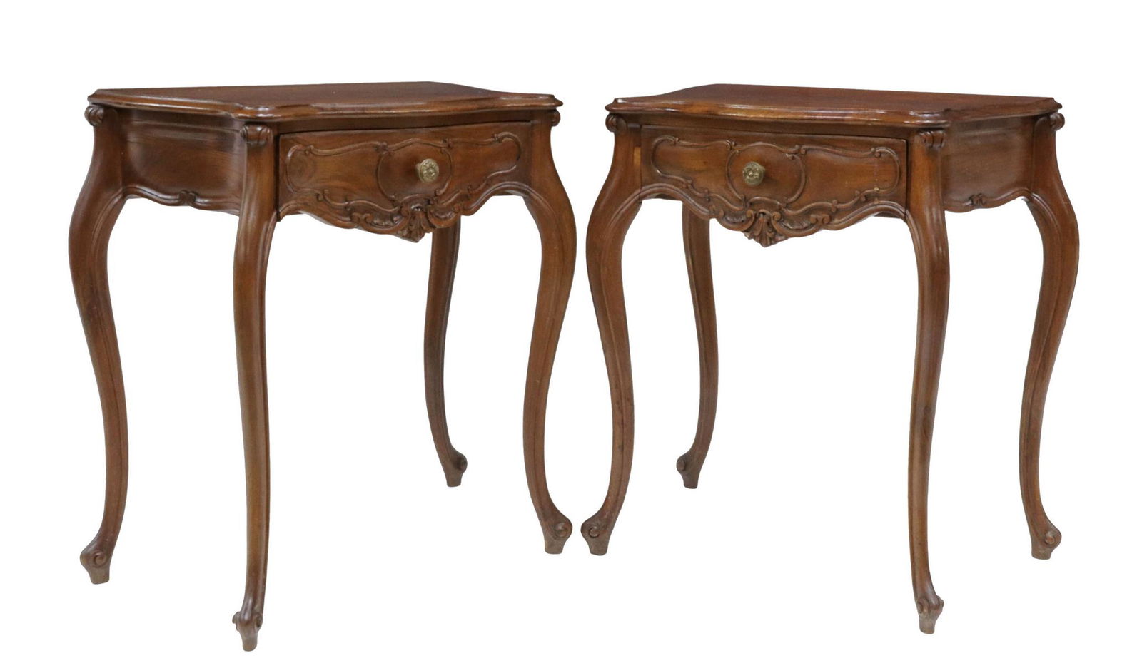 (2) LOUIS XV STYLE CARVED WALNUT NIGHTSTANDS (1 of 5)