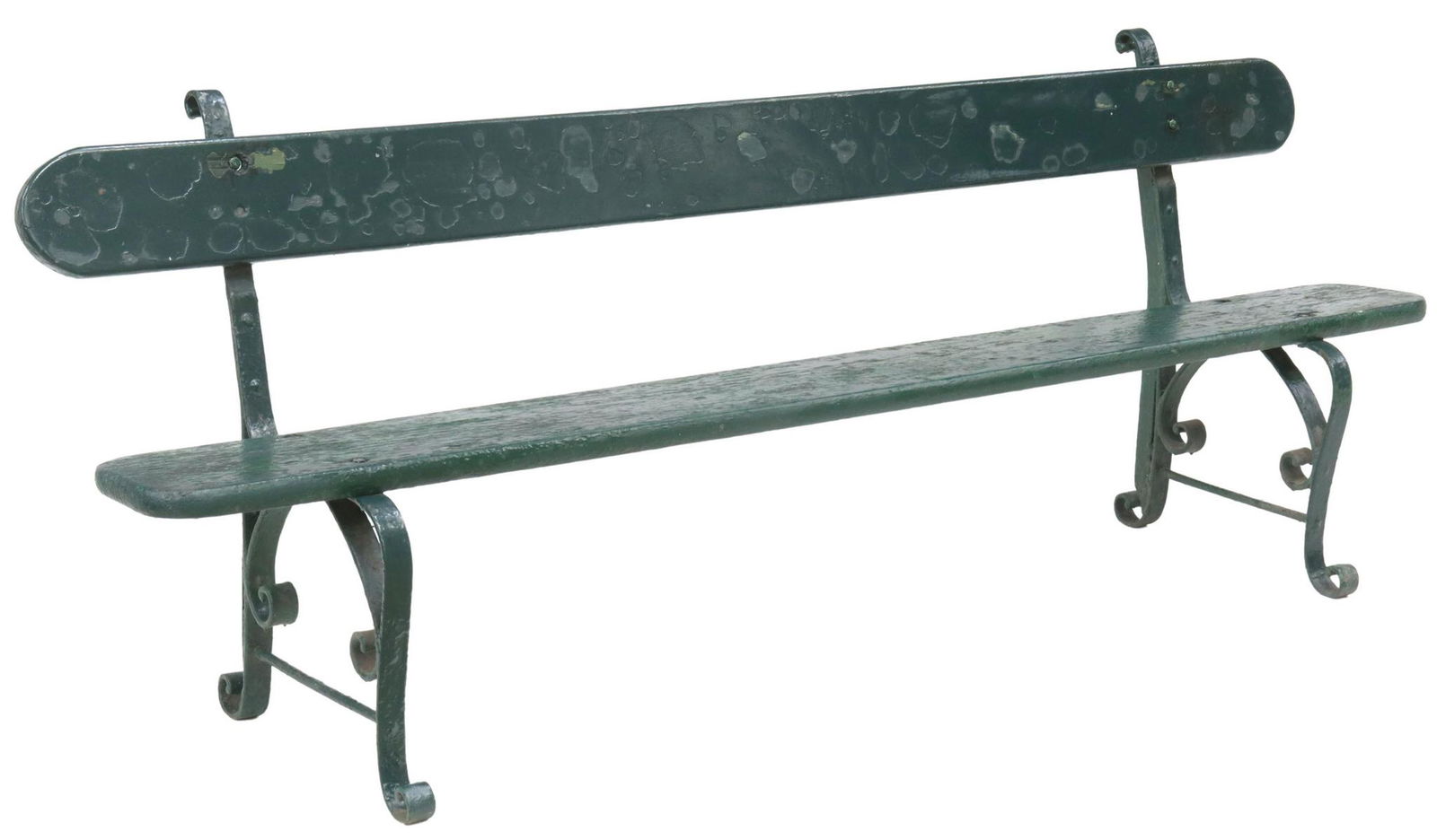 FRENCH PAINTED WOOD & CAST IRON GARDEN PARK BENCH (1 of 3)