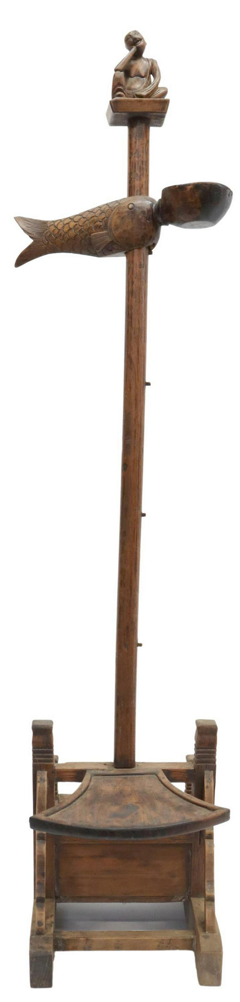 CHINESE CARVED HARDWOOD ADJUSTABLE CANDLE STAND (1 of 8)