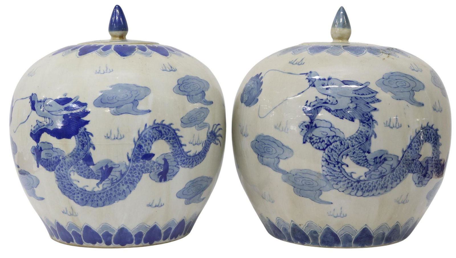 (2) CHINESE BLUE & WHITE PORCELAIN MELON JARS (1 of 3)