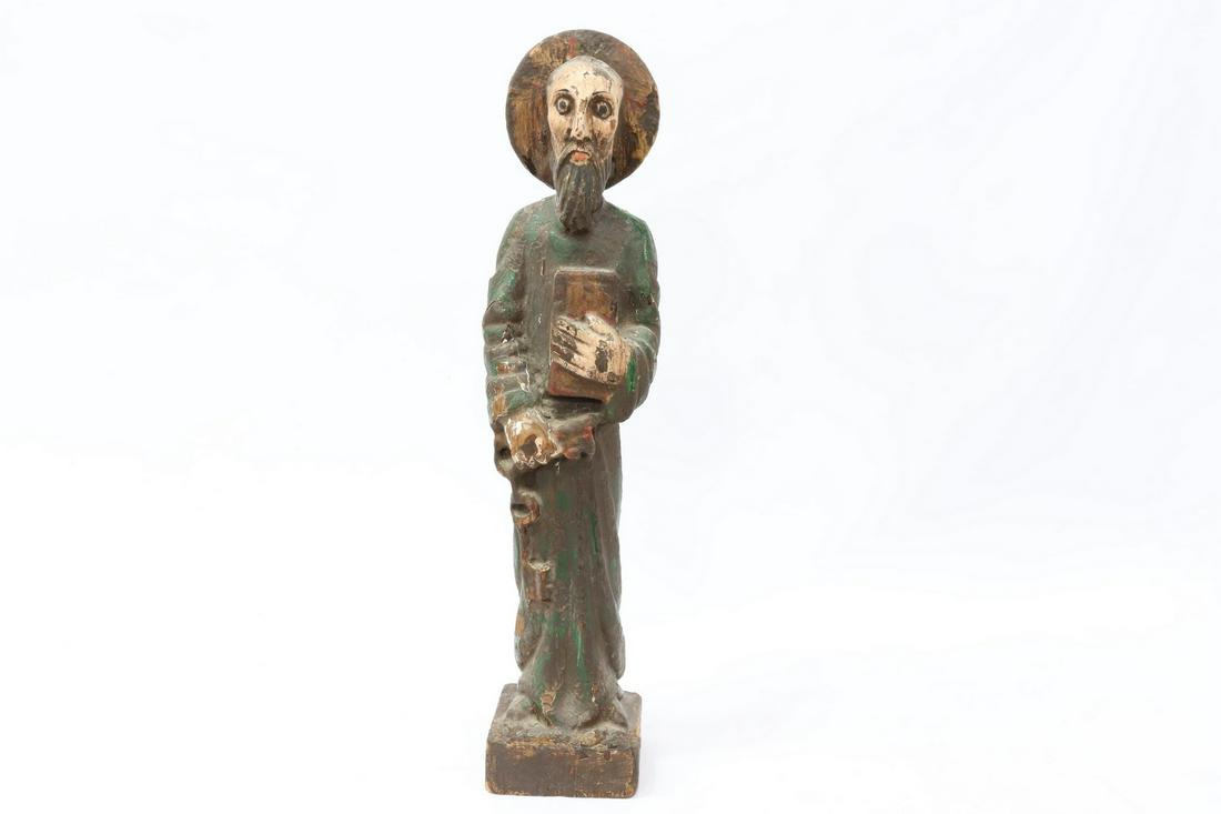CARVED & PAINTED SANTO ALTAR FIGURE SAINT PETER (1 of 4)