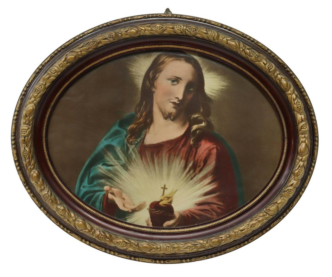 FRAMED SACRED HEART PRINT AFTER POMPEO BATONI (1 of 2)