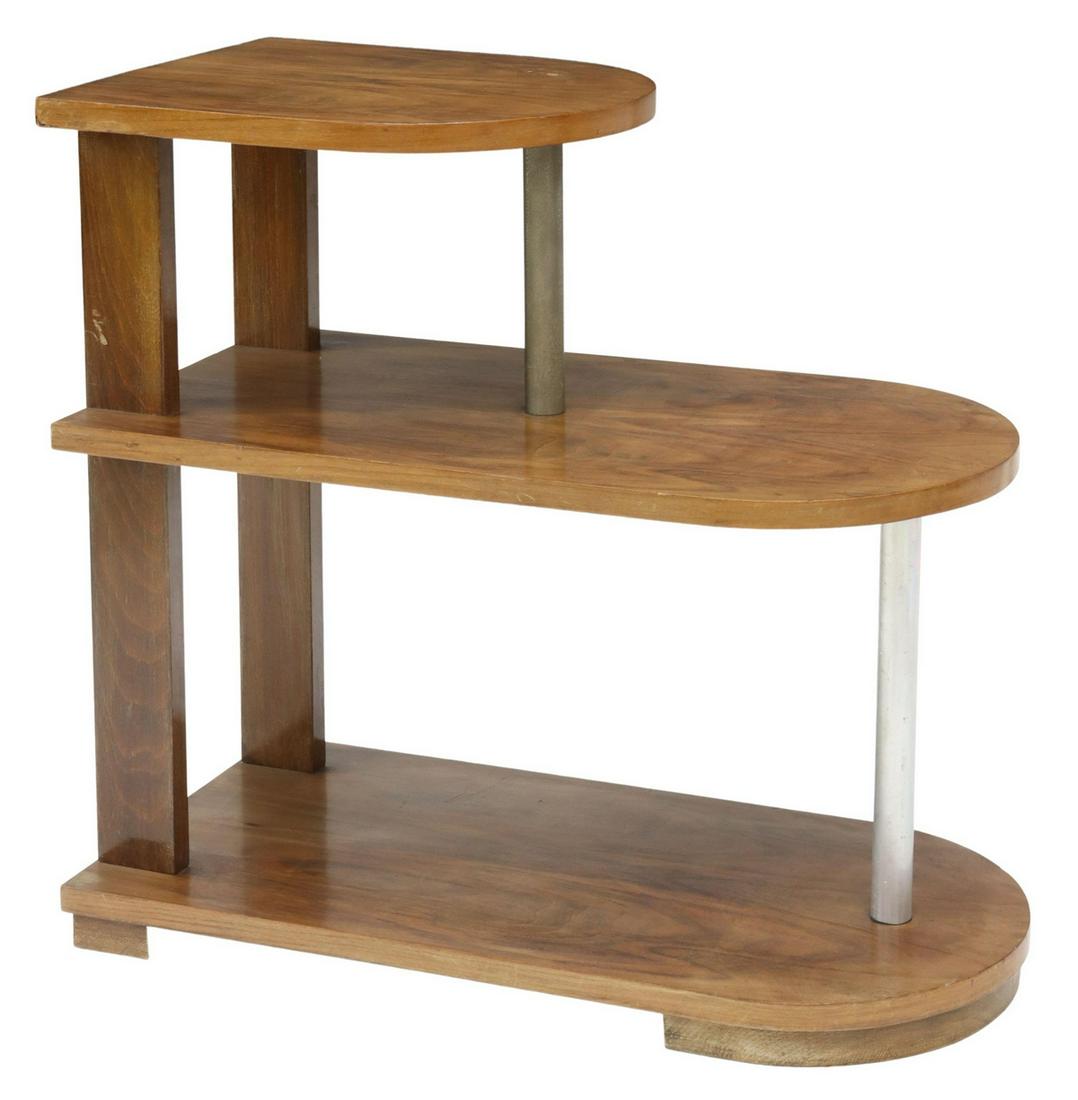 ART DECO WALNUT THREE-TIER SIDE TABLE (1 of 4)