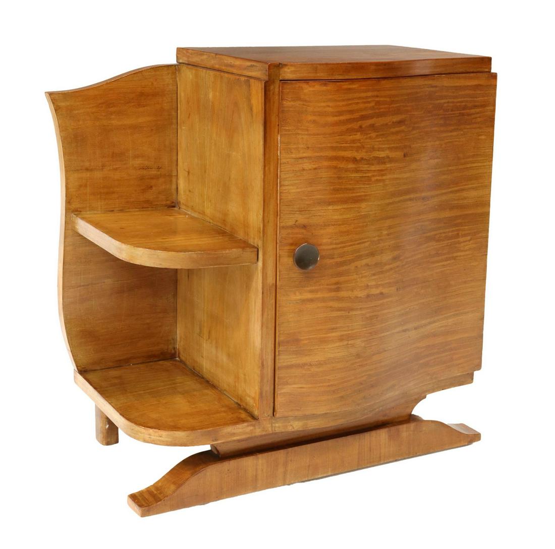ART DECO STREAMLINED BEDSIDE CABINET, c.1930s (1 of 5)