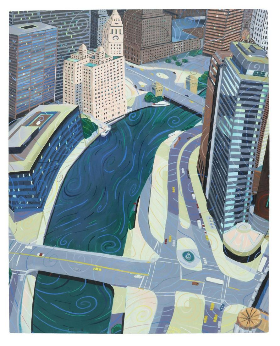 JAMES S. LUTTRELL OIL PAINTING RIVER CITY (1 of 3)