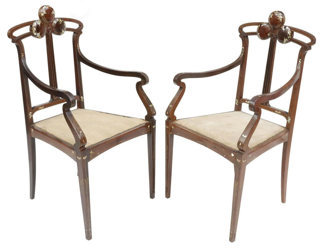 (2) ITALIAN ART NOUVEAU MOP INLAID ROSEWOOD CHAIRS (1 of 4)