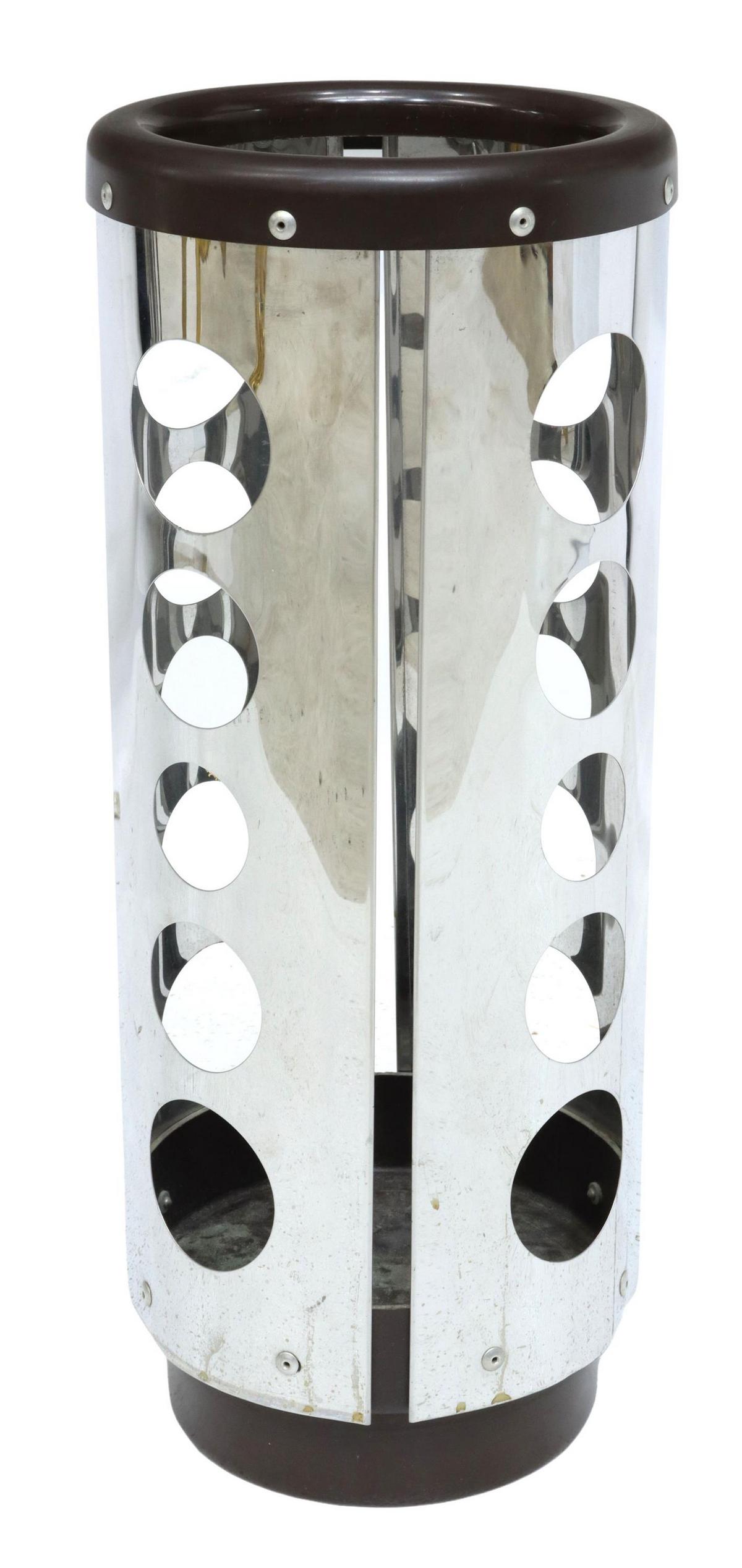 ITALIAN MODERN CHROMED STEEL UMBRELLA STAND (1 of 3)