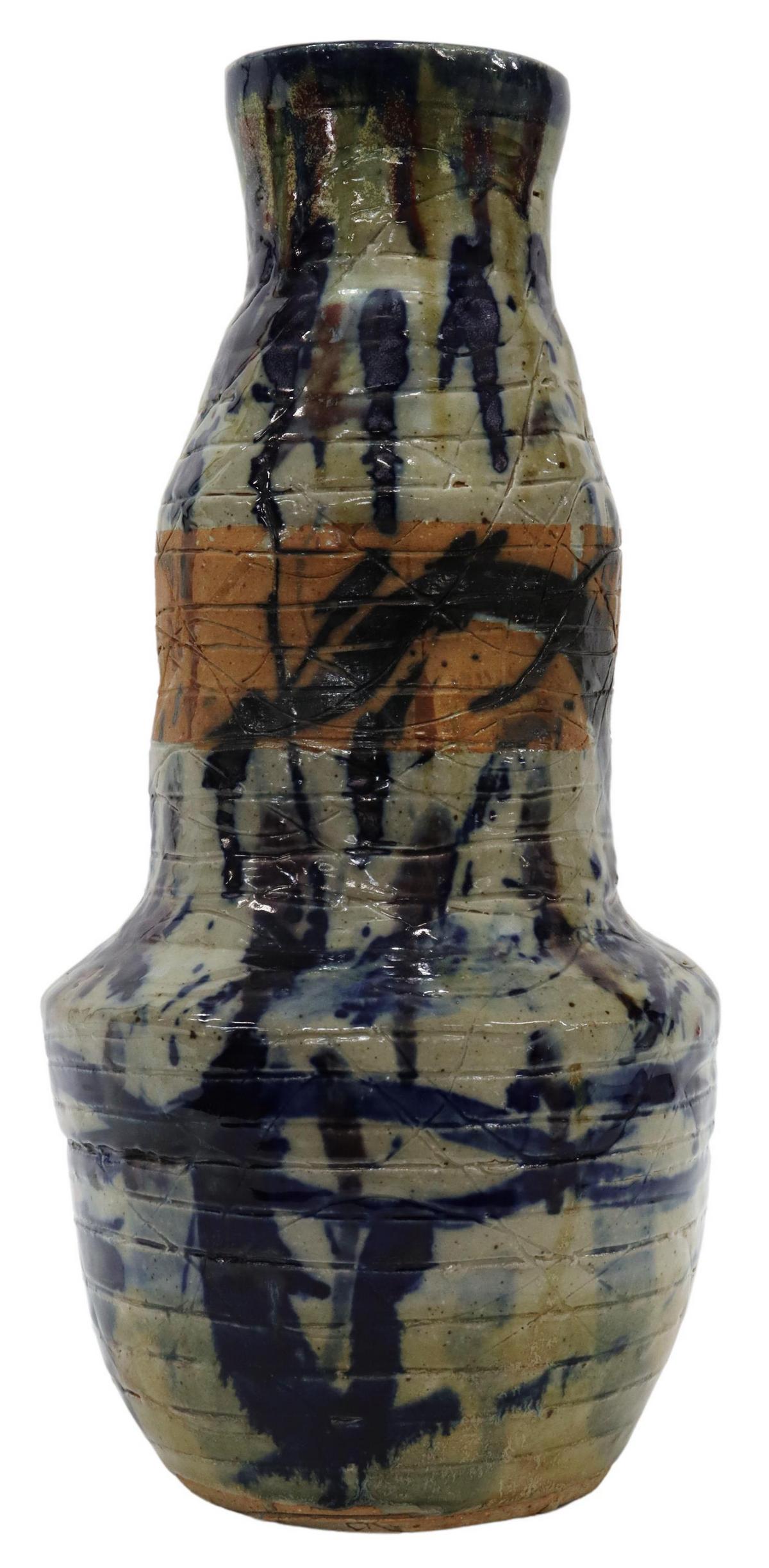 TALL GLAZED STUDIO ART POTTERY VASE (1 of 4)