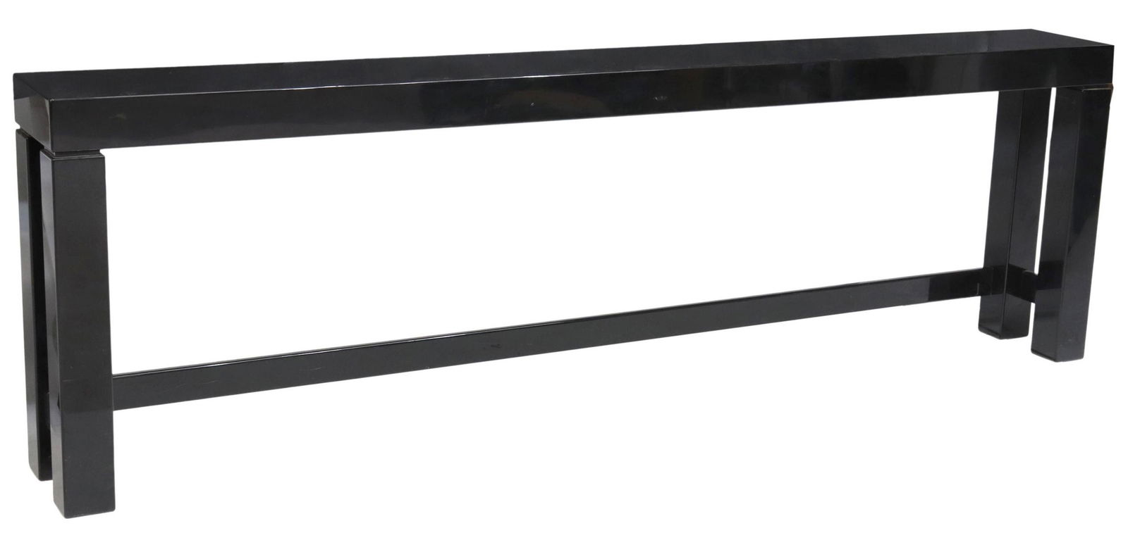 MODERN BLACK LACQUERED SOFA CONSOLE TABLE, 98.5"L (1 of 4)