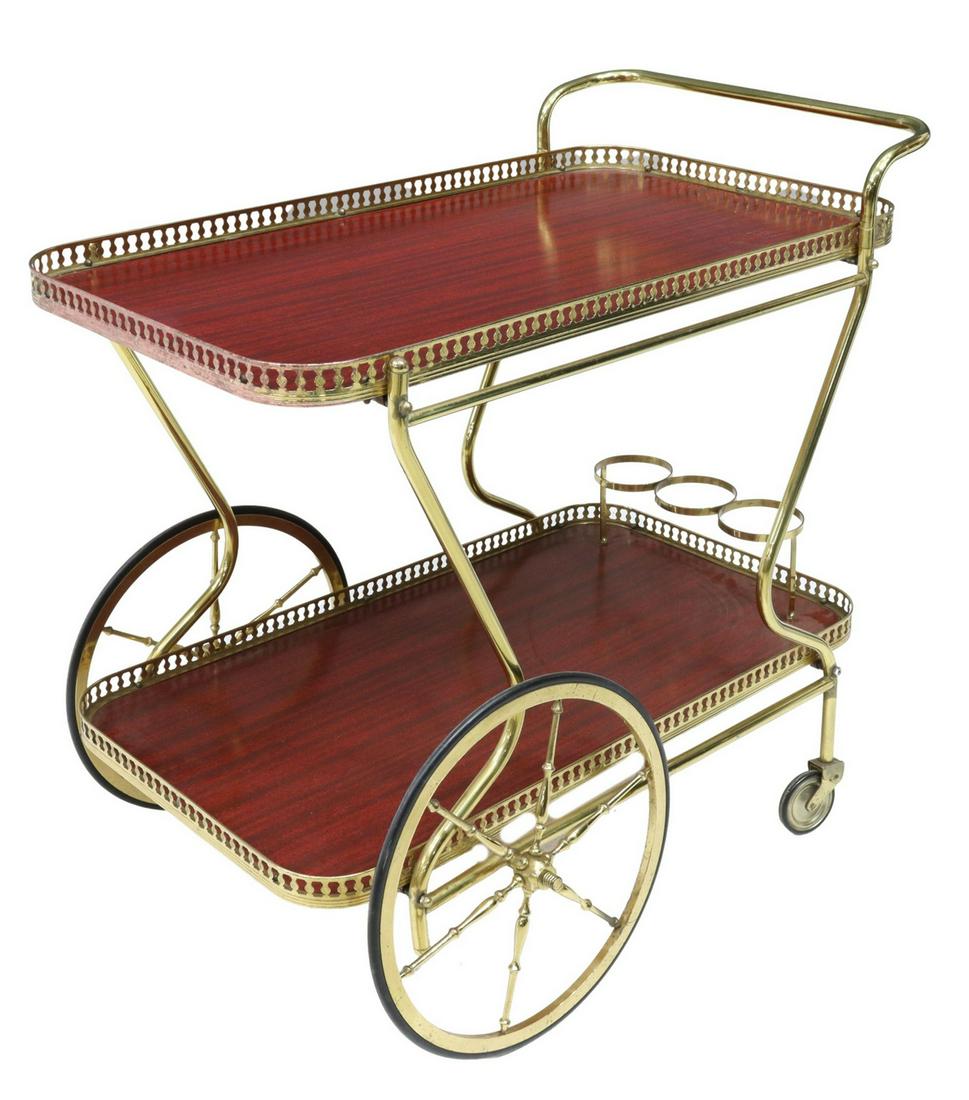 ITALIAN GILT METAL TWO-TIER SERVICE BAR CART (1 of 4)