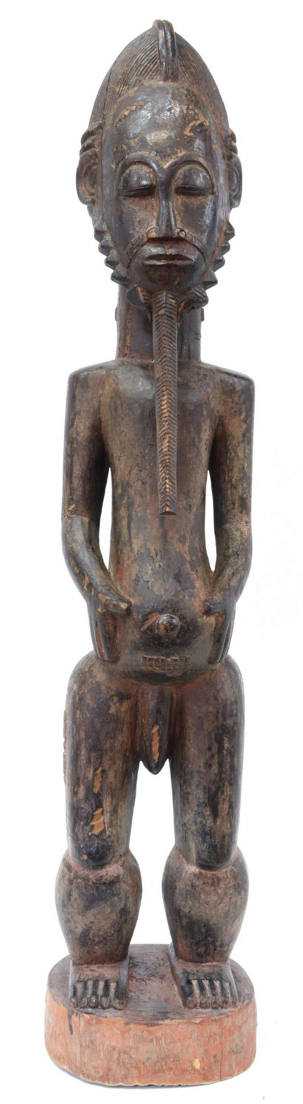 LARGE AFRICAN BAULE CARVED WOOD MALE SPIRIT FIGURE (1 of 6)