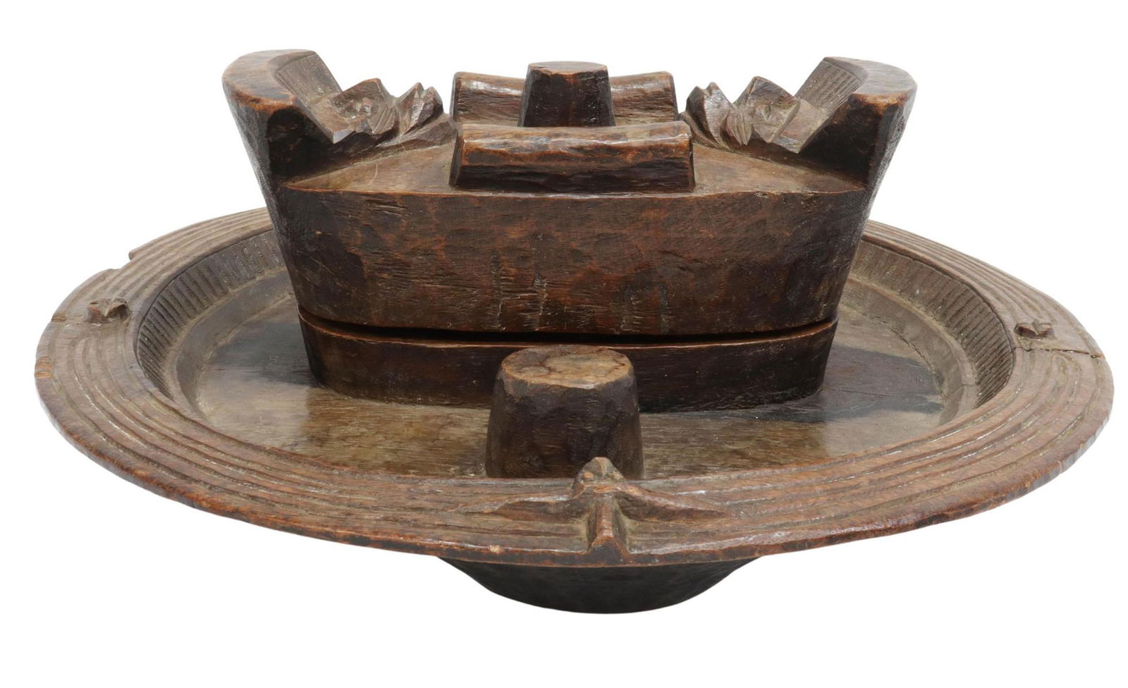 AFRICAN IGBO CARVED WOOD DIVINATION VESSEL NIGERIA (1 of 6)