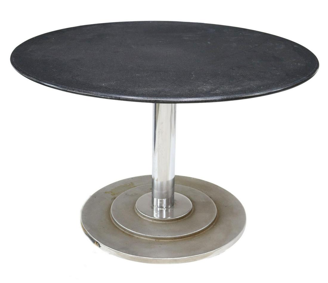 GRANITE TOP CAST IRON PEDESTAL TABLE (1 of 2)