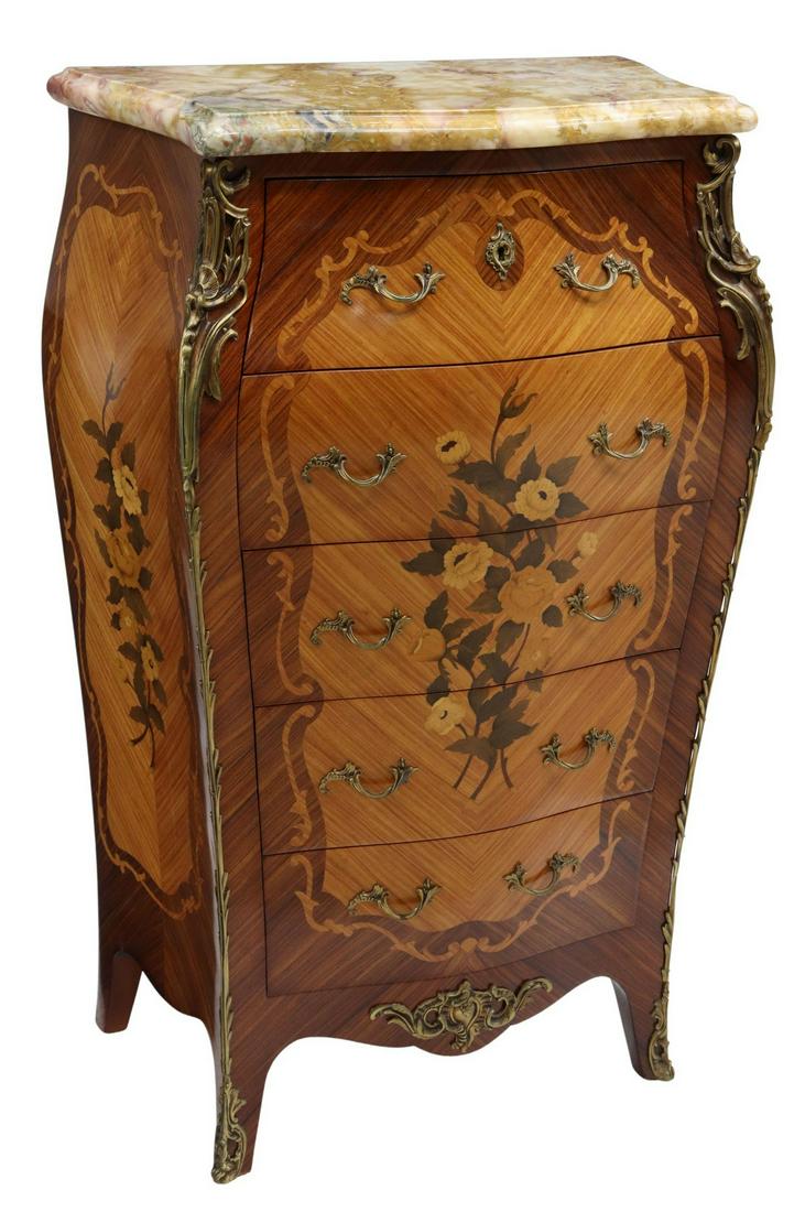 FRENCH LOUIS XV STYLE MARBLE-TOP CHIFFONIER CHEST (1 of 5)