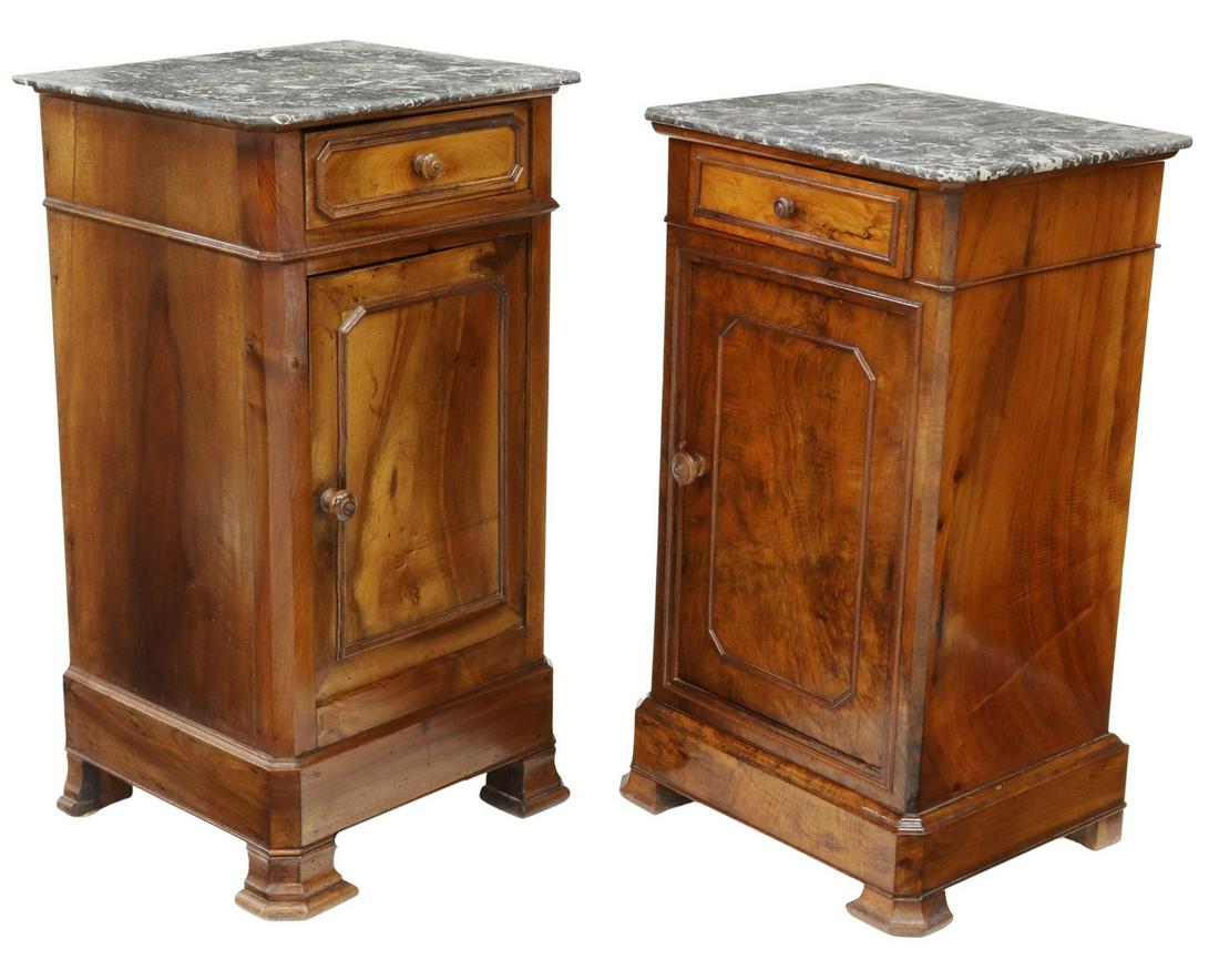 (2) FRENCH LOUIS PHILIPPE MARBLE-TOP NIGHTSTANDS (1 of 4)