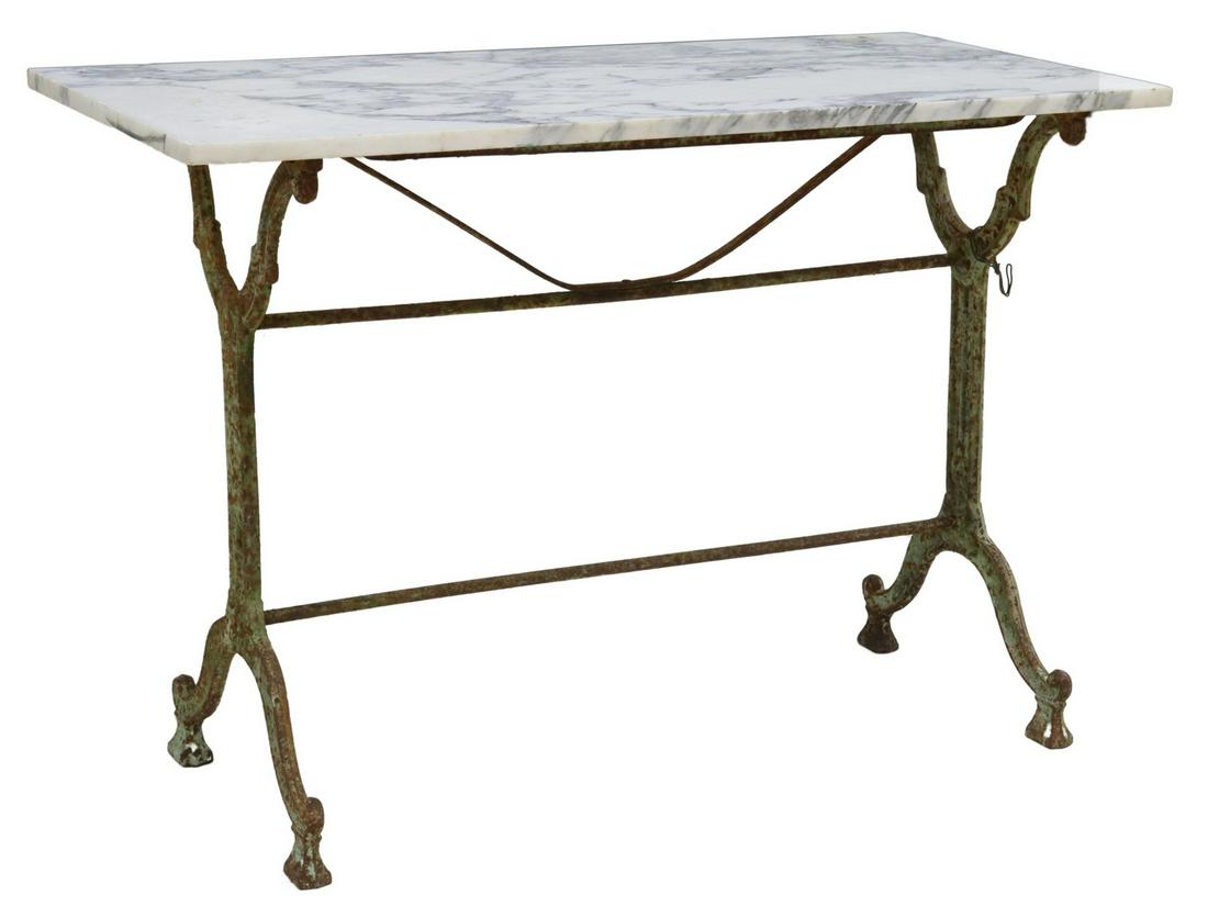 FRENCH PARISIAN MARBLE-TOP CAST IRON BISTRO TABLE (1 of 4)