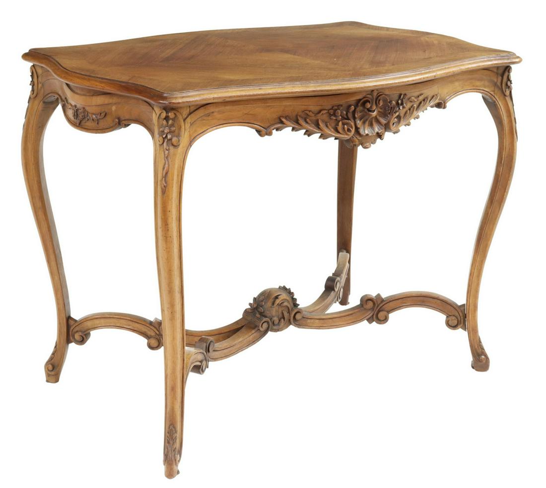 FRENCH LOUIS XV STYLE CARVED WALNUT TABLE (1 of 4)