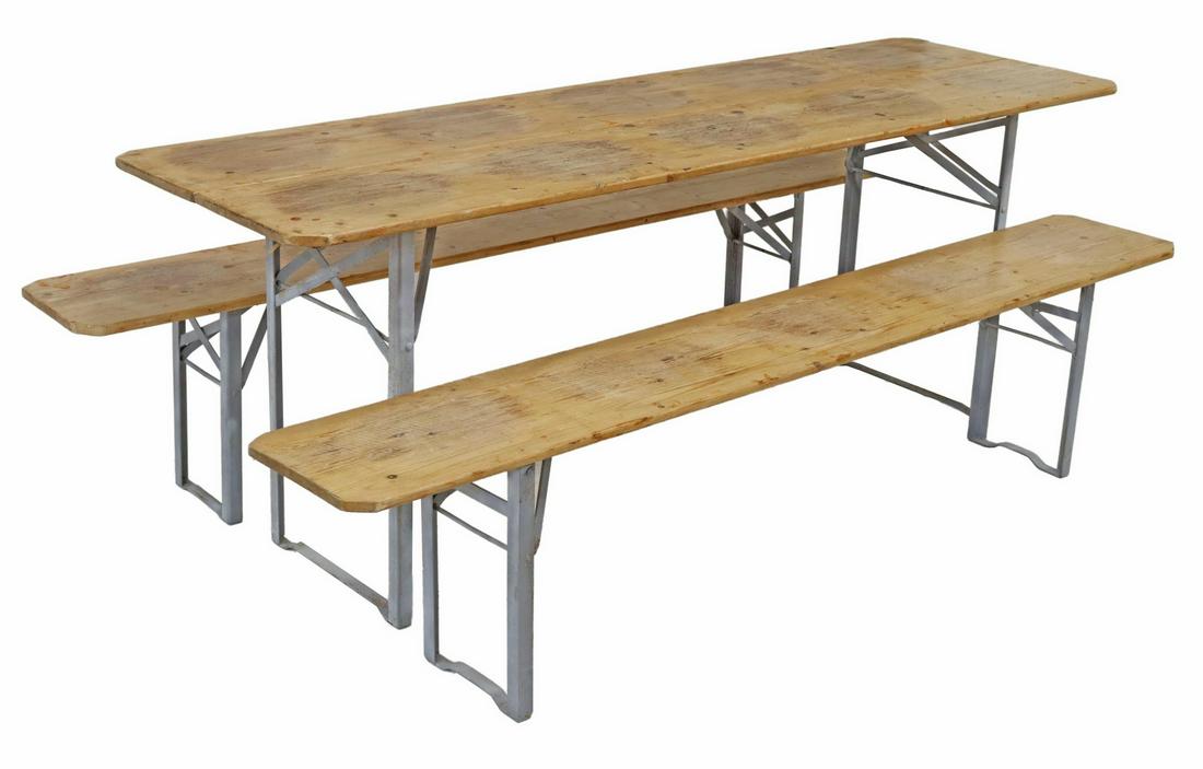 (3) ENGLISH RUSTIC WAXED PINE BAR TABLE & BENCHES (1 of 4)