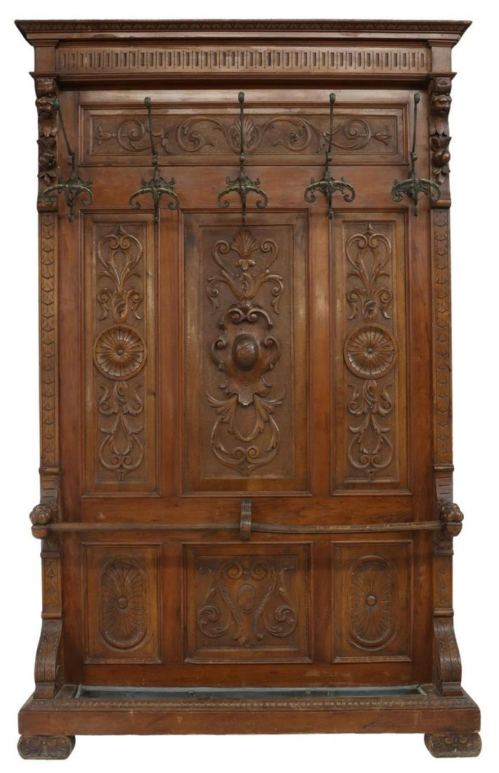 ITALIAN RENAISSANCE REVIVAL CARVED HALL TREE (1 of 2)