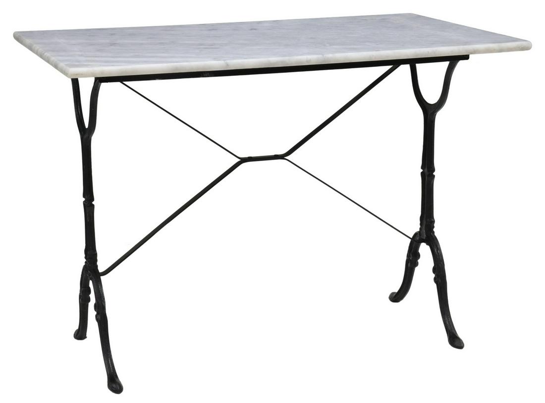 FRENCH PARISIAN MARBLE-TOP CAST IRON BISTRO TABLE (1 of 4)