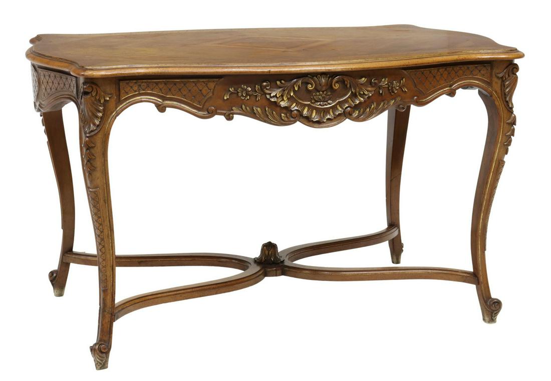 FRENCH LOUIS XV STYLE CARVED WALNUT TABLE (1 of 4)