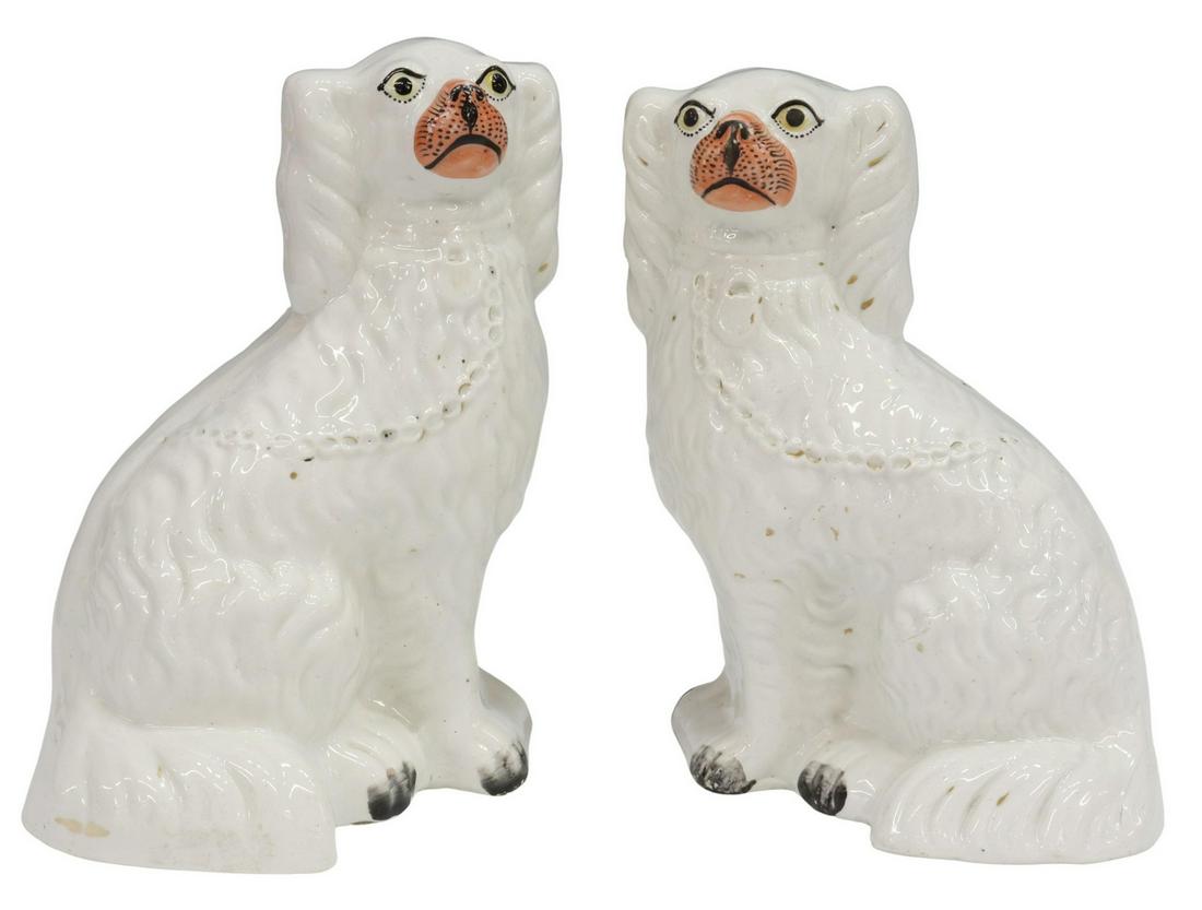 (2) ENGLISH VICTORIAN STAFFORDSHIRE MANTEL DOGS (1 of 3)