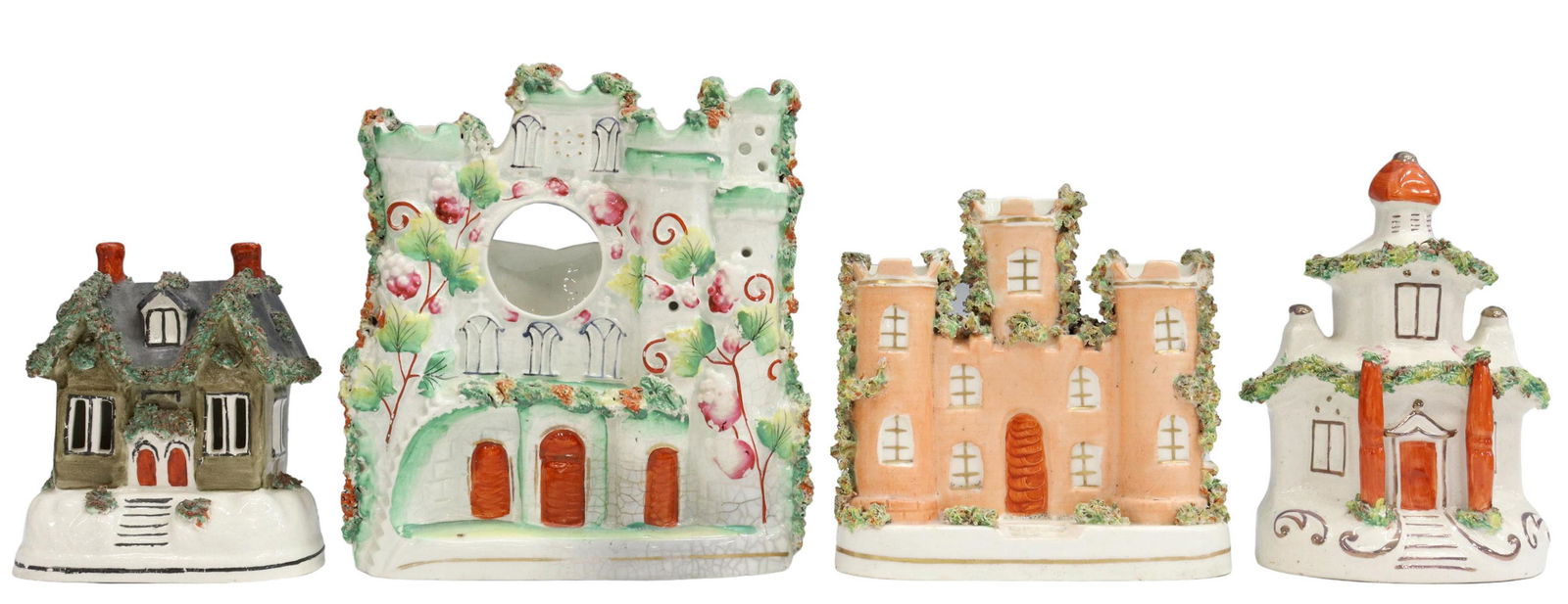 4) ENGLISH VICTORIAN STAFFORDSHIRE VASES & BURNERS (1 of 3)