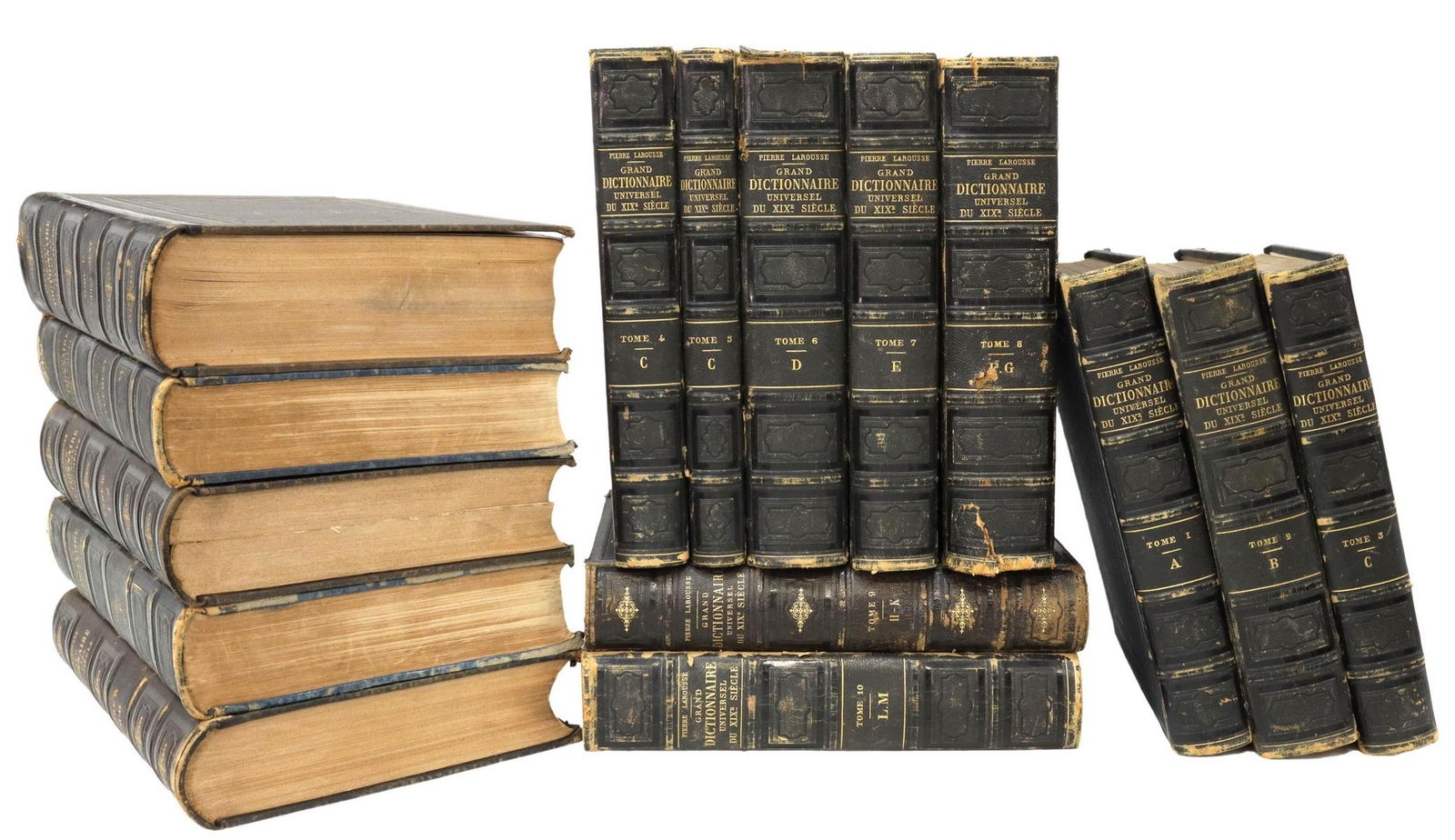 (15) FRENCH DICTIONARY LIBRARY SHELF BOOKS, 19TH C (1 of 6)