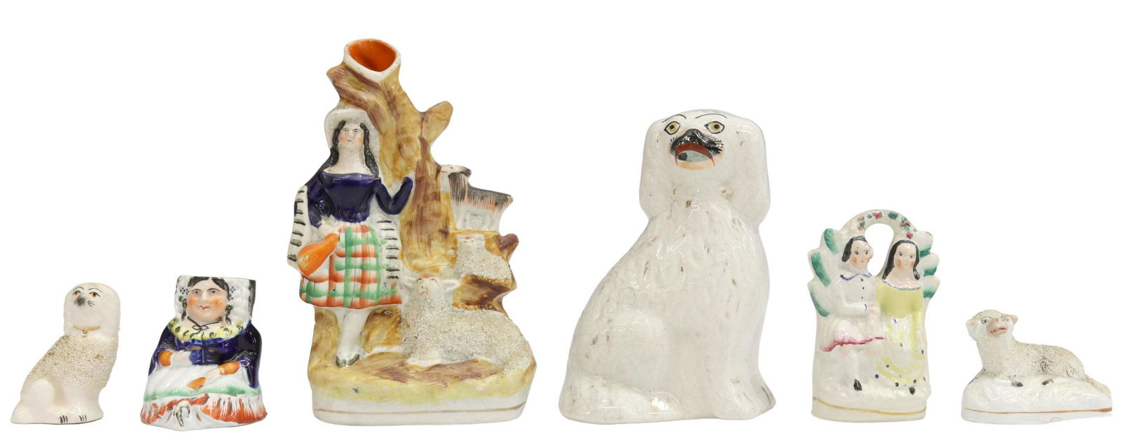 (6) ENGLISH VICTORIAN STAFFORDSHIRE MANTEL FIGURES (1 of 8)