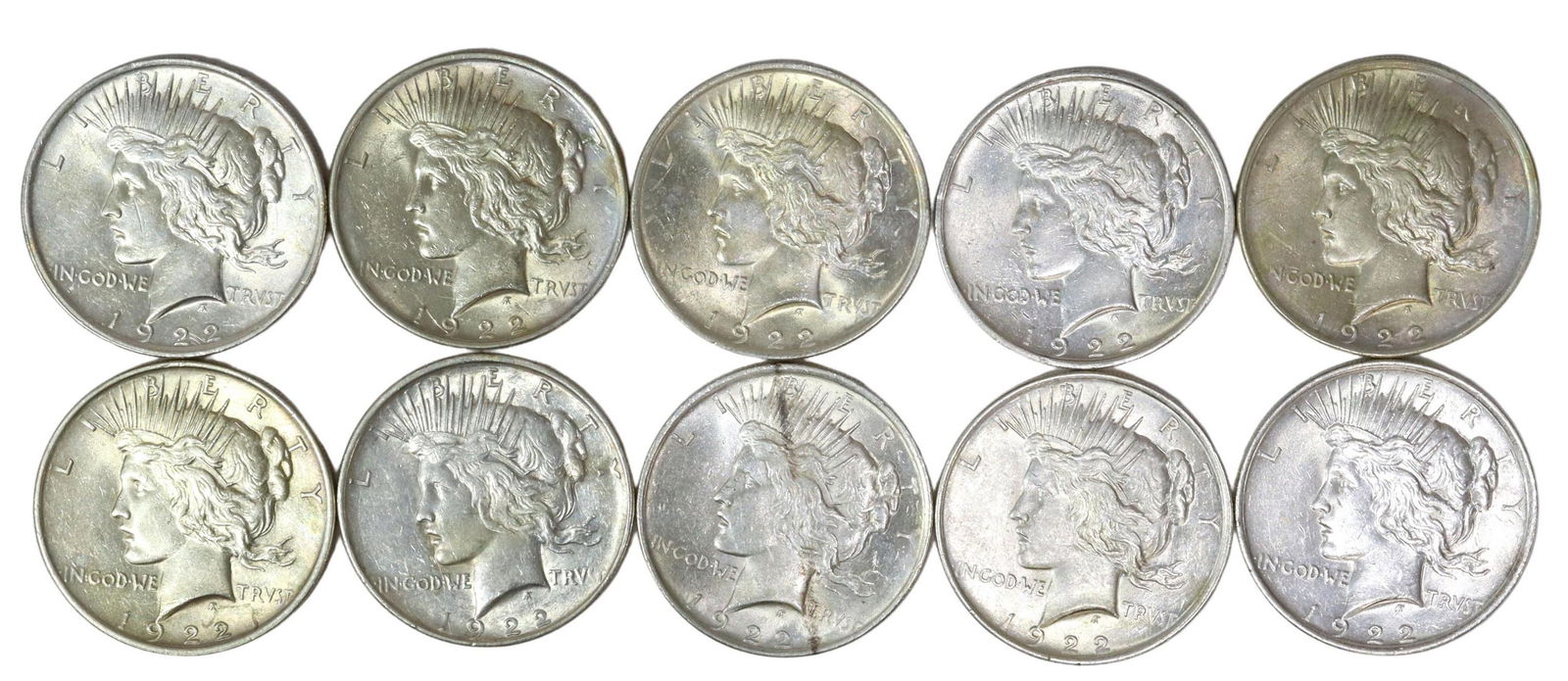 (10) U.S. PEACE SILVER DOLLARS (1 of 2)