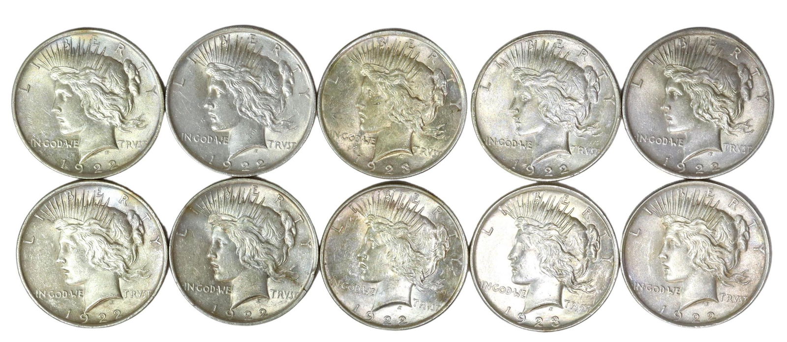 (10) U.S. PEACE SILVER DOLLARS (1 of 2)
