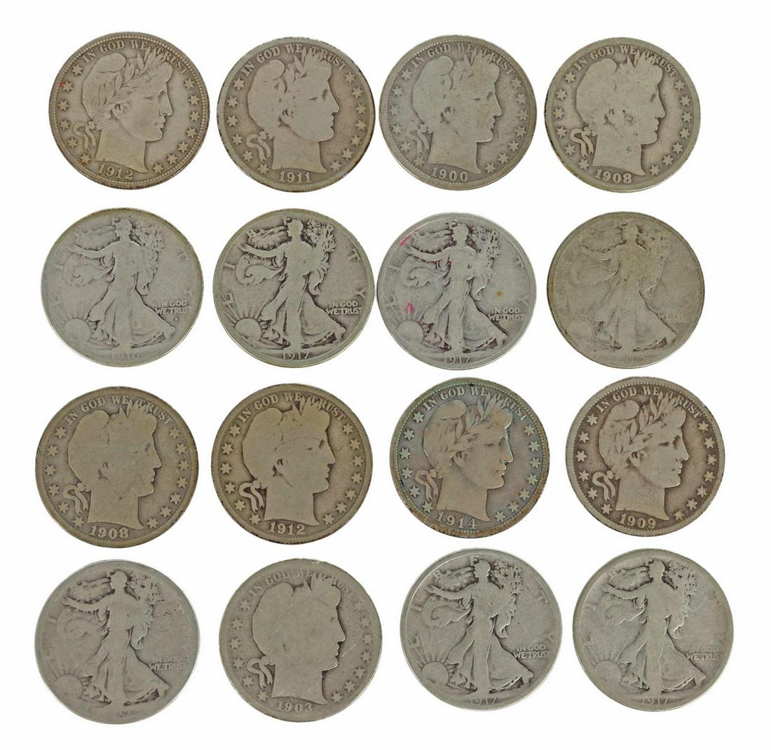 (16) U.S. BARBER & WALKING LIBERTY HALF DOLLARS (1 of 2)