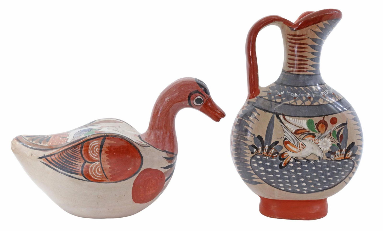 (2) MEXICAN TONALA FOLK ART POTTERY EWER & DUCK (1 of 7)