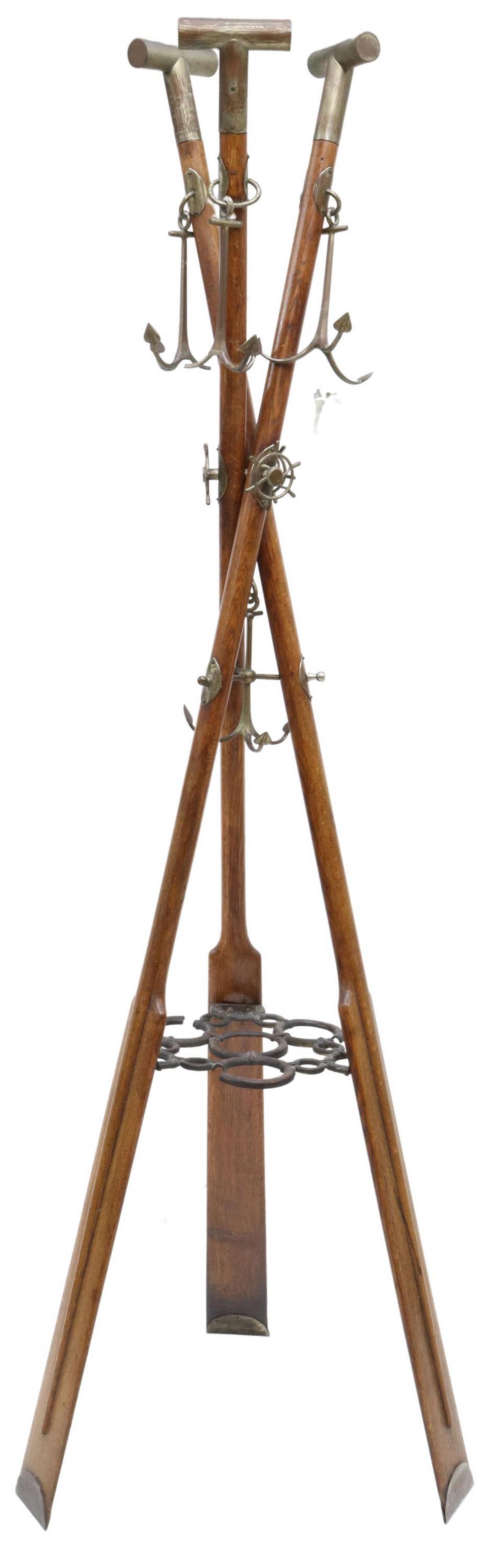 OAK NAUTICAL THEMED HALL TREE/ COAT RACK (1 of 3)