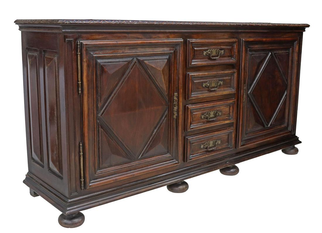 FRENCH LOUIS XIII STYLE WALNUT SIDEBOARD, 19TH C. (1 of 5)