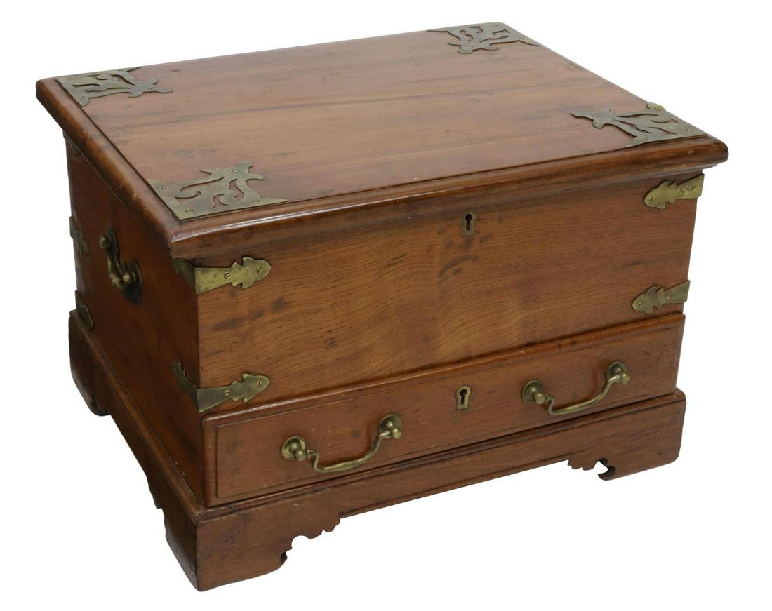 BRITISH COLONIAL METAL-BOUND TEAK STORAGE CHEST (1 of 6)