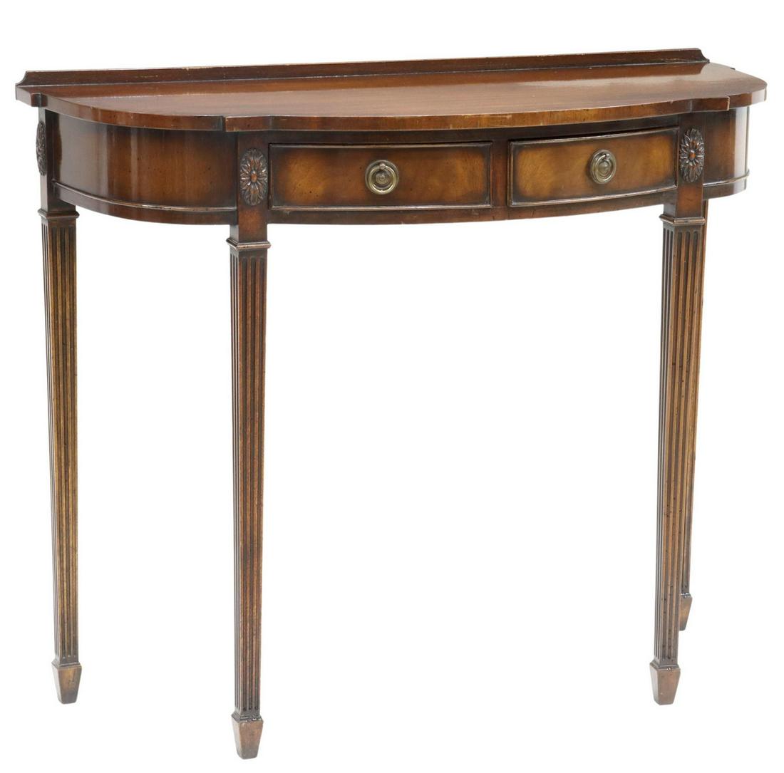 ENGLISH HEPPLEWHITE STYLE MAHOGANY DEMILUNE TABLE (1 of 5)
